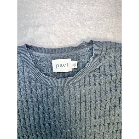 Pact Gray Cable Knit Sweater Women’s M Organic Cotton Pullover Boxy Tunic - Picture 2 of 9